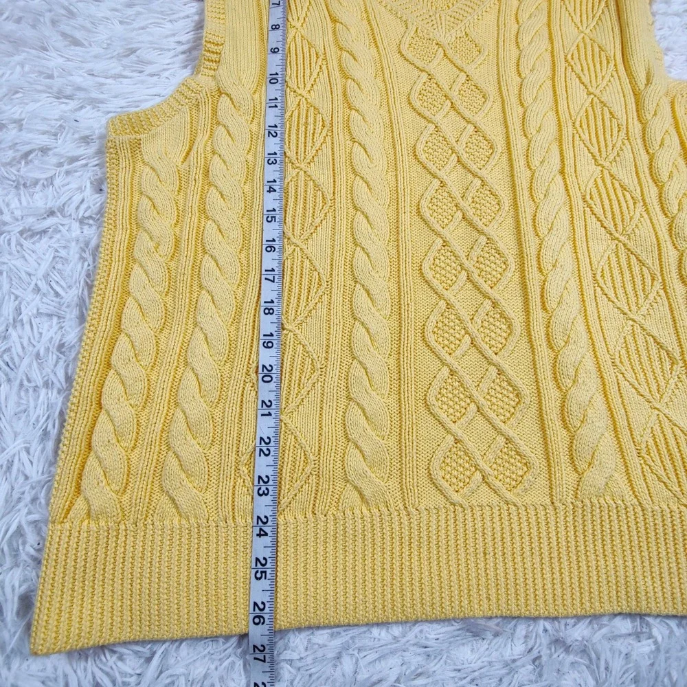 Polo Ralph Lauren Tennis Yellow Cable Knit Sweater Vest Cashmere Blend XL Preppy